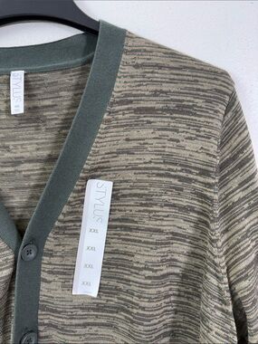 STYLUS Men's Olive & Heathered Green Button Cardigan